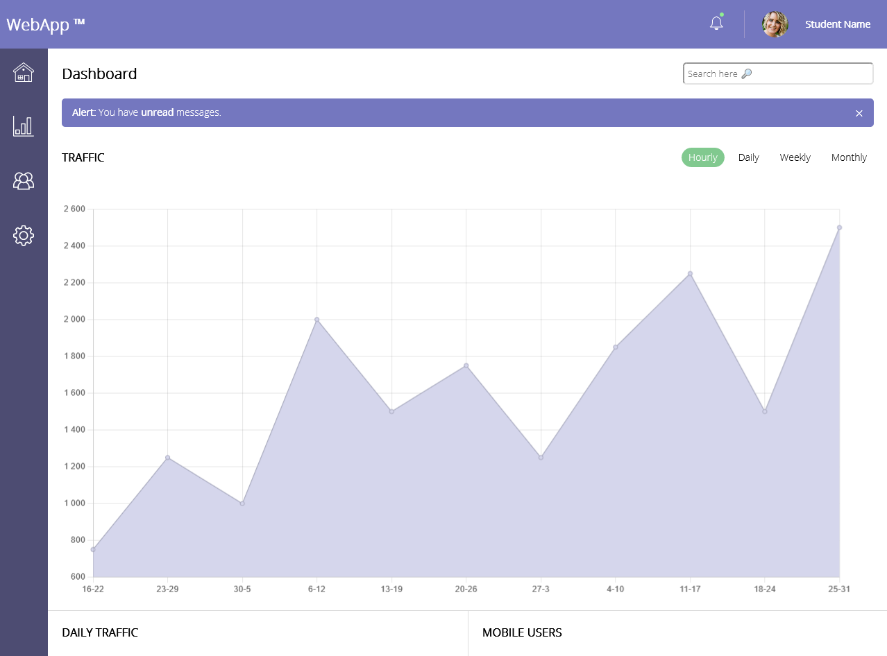web app dashboard